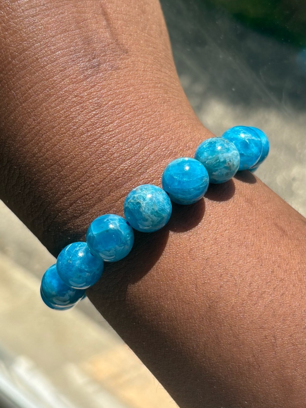 Blue Apatite Crystal Bracelet 12.7mm - Picture 10 of 10